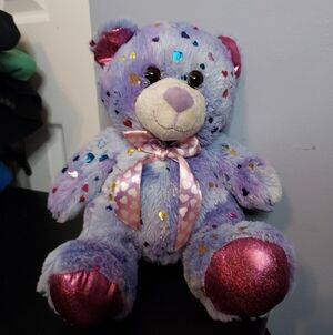 Hug&Luv Purple/Heart Stuffed Animal Bear Colorful